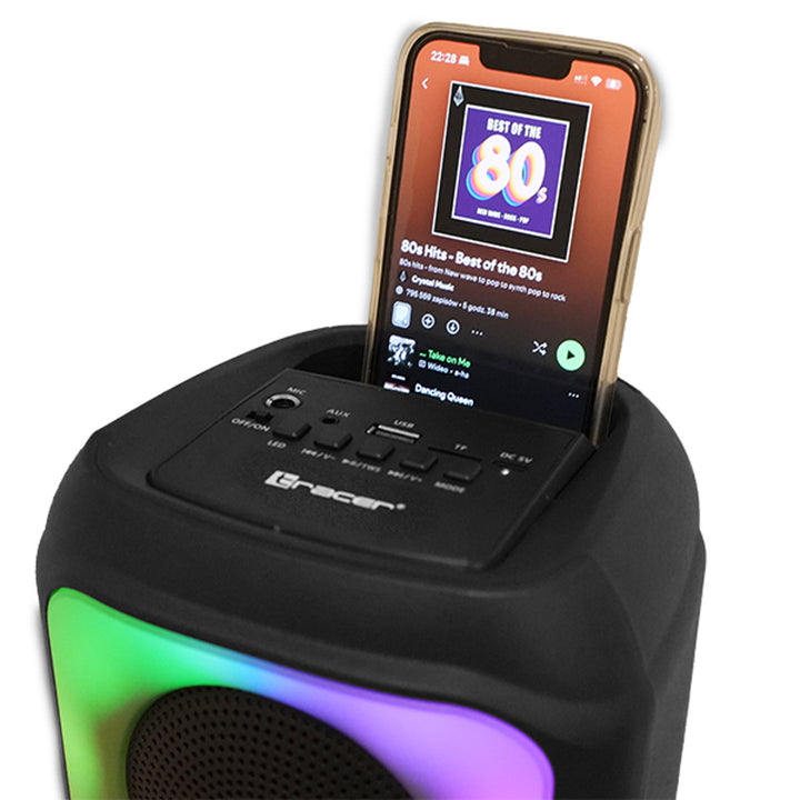 Tracer kabelloser Lautsprecher, Bluetooth 5.0, 20 W RMS-Leistung, Karaoke-Modus, Mikrofon, Powervox P2 TWS