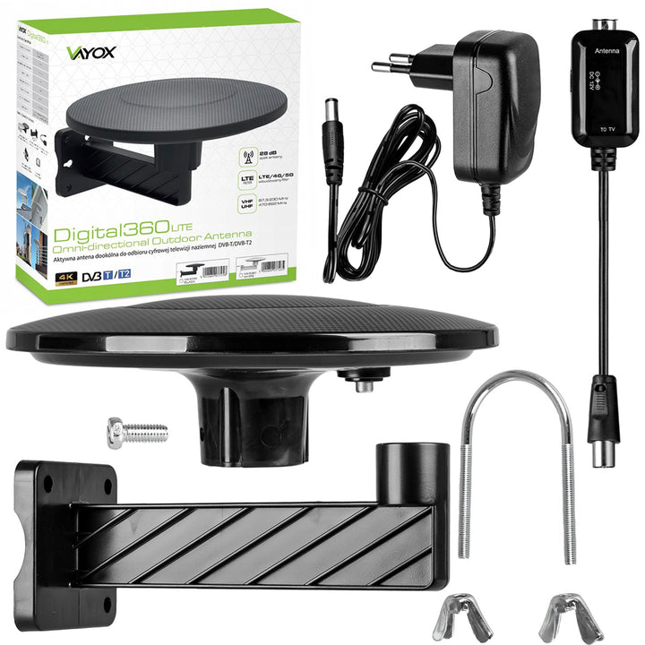 DVBT-2-Antenne für terrestrisches Fernsehen, omnidirektional, MUX8, 4K, 5G-LTE-Filter, Digital360, Vayox