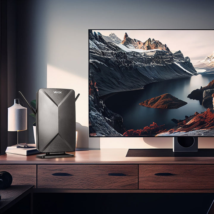 Aktive Antenne, Zimmerantenne, Innenantenne, Außenantenne, DVB-T2, terrestrisches 4K-Fernsehen, Vayox