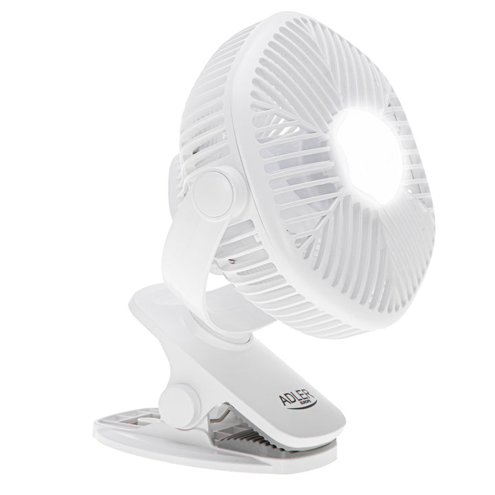 5"/12,7 cm Akku-Ventilator mit Clip – USB / LED, AD 7335, Adler