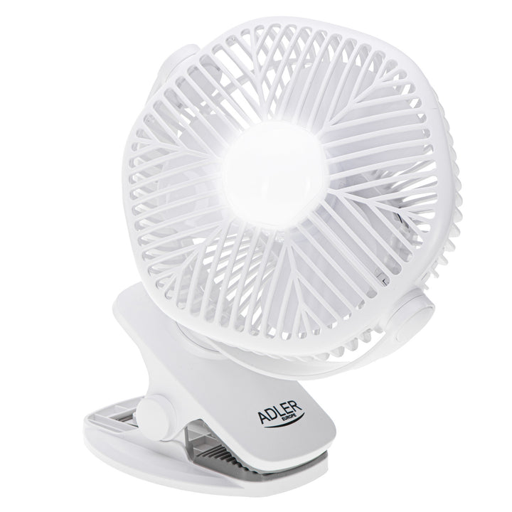 5"/12,7 cm Akku-Ventilator mit Clip – USB / LED, AD 7335, Adler