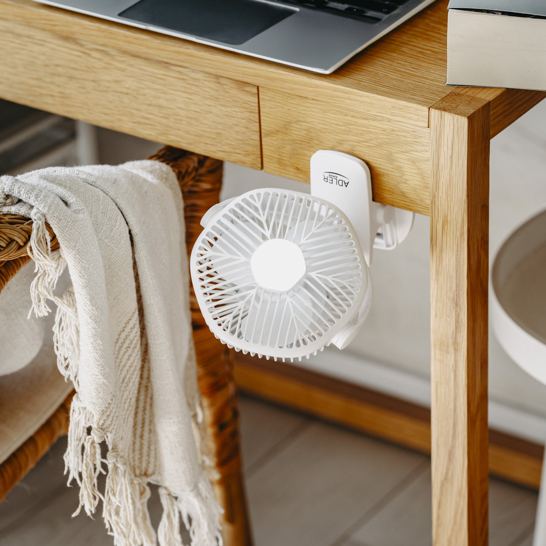 5"/12,7 cm Akku-Ventilator mit Clip – USB / LED, AD 7335, Adler