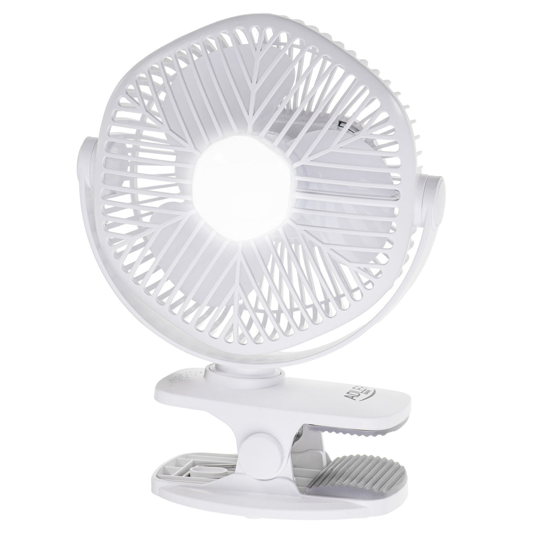 5"/12,7 cm Akku-Ventilator mit Clip – USB / LED, AD 7335, Adler