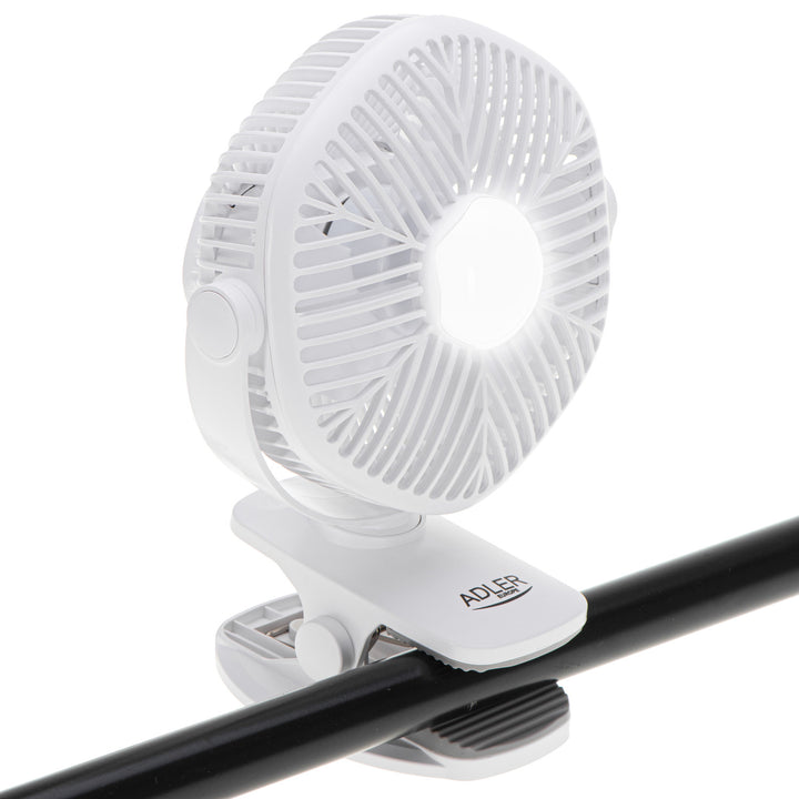 5"/12,7 cm Akku-Ventilator mit Clip – USB / LED, AD 7335, Adler