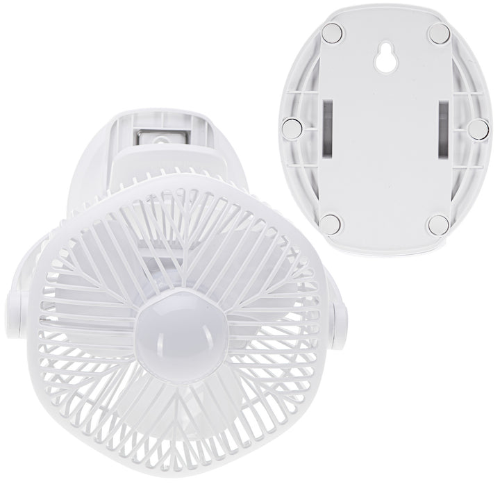 5"/12,7 cm Akku-Ventilator mit Clip – USB / LED, AD 7335, Adler