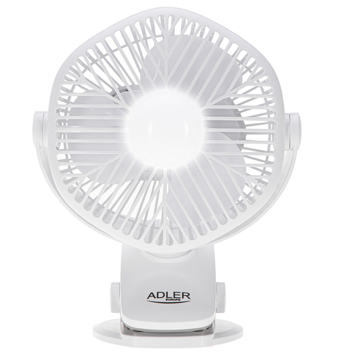 5"/12,7 cm Akku-Ventilator mit Clip – USB / LED, AD 7335, Adler