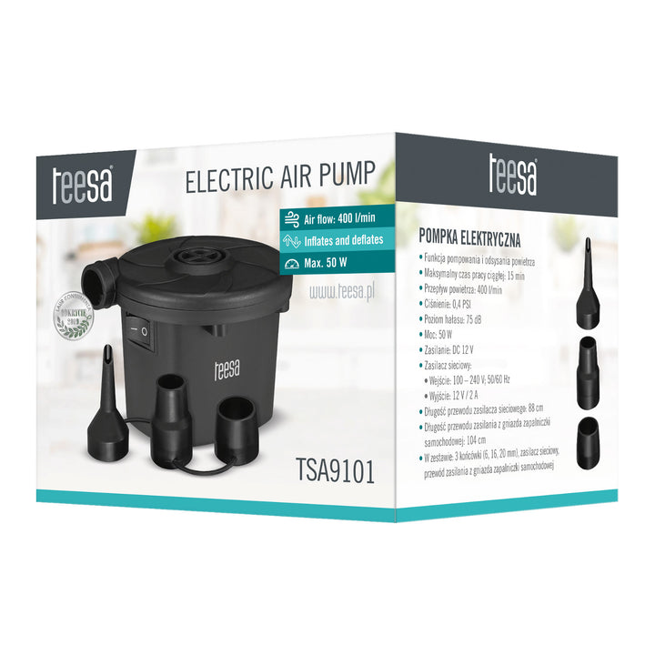 Elektrische Pumpe für Luftmatratzen und Schwimmbecken, 12 V, 230 V, Teesa