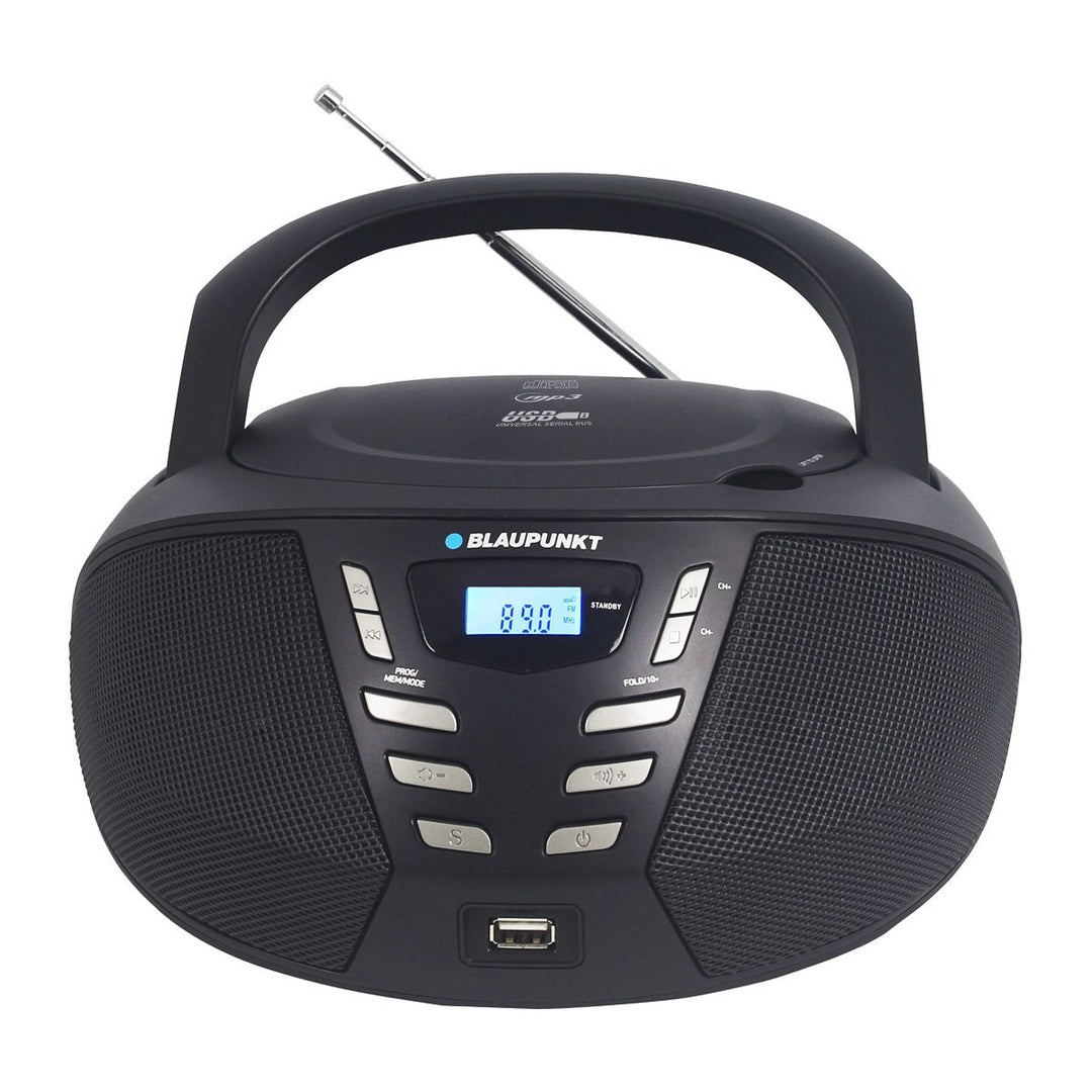 Blaupunkt-Boombox, CD/MP3/USB/AUX, LCD-Display, Weckerfunktion, FM-Tuner, BB7BK