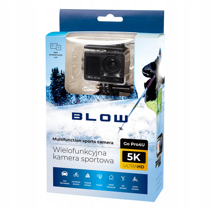 Pro4U 5K Blow Action-Kamera, 5K-Ultra-HD-Auflösung, 20 Megapixel, 160°-Weitwinkelobjektiv, wasserdicht, Fernbedienung, 78-568#