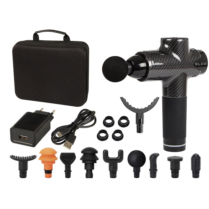 Blow-Massagegerät, 10 Aufsätze, Ladegerät und Koffer, Leistung 200 W, 30 Geschwindigkeitsstufen, Schnellladefunktion, 44-341