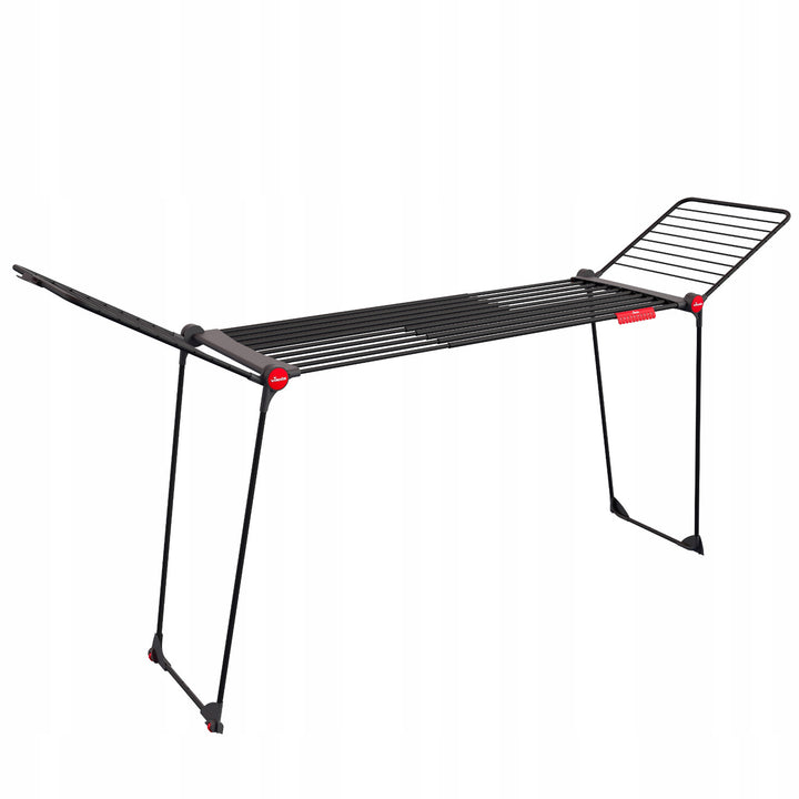 Wäscheständer Vileda Infinity Flex Ultimate, Farbe: Schwarz, bis zu 30 m Trockenfläche, ausziehbar, erhöhtes Gestell, Wäschehalter, integrierte Rollen, 179620