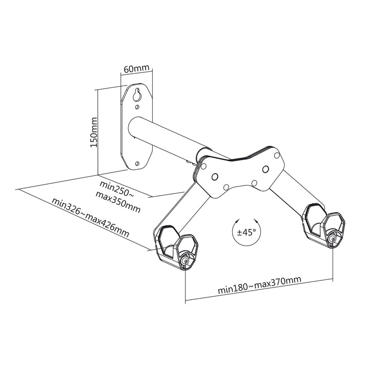 Maclean Wand-Fahrradhalter, max. 25 kg, MC-457, 3 Stück
