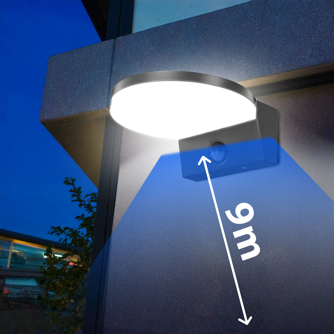 Maclean LED-Leuchte mit Bewegungsmelder, PIR-Bewegungsmelder, Farbe: Schwarz, 15 W, IP65, 1560 lm, Lichtfarbe: Neutralweiß (4000 K) MCE344 B, 2 Stück