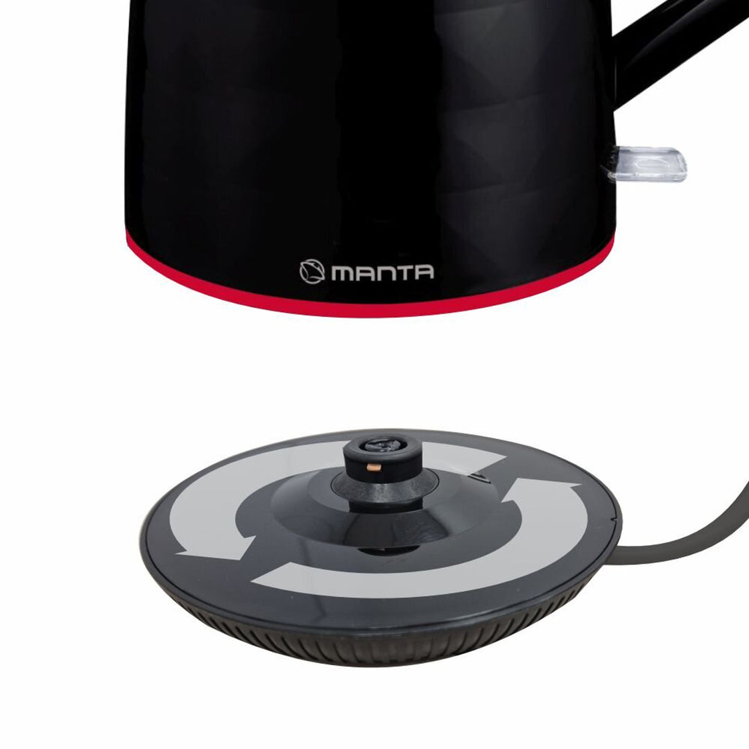 Manta ORISA kabelloser Wasserkocher, 1,7 l, 2200 W, schwarz