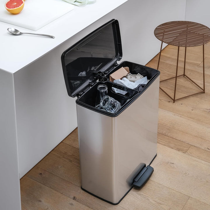 Curver-Treteimer, 2 Behälter à 26 l, metallisiert, silberfarben, 251002