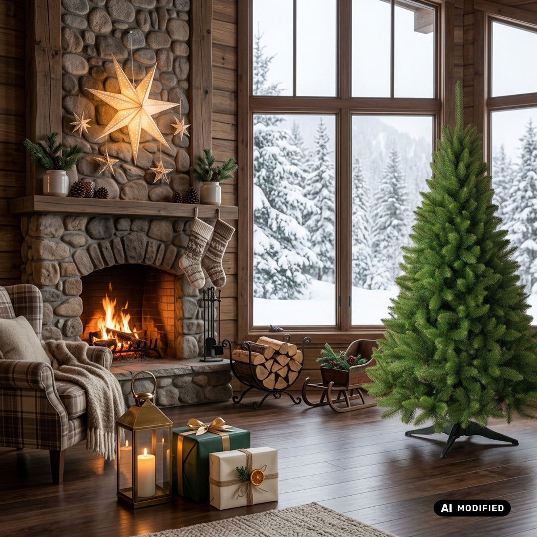 Fichten-Weihnachtsbaum auf einem Premium-Ständer, 220 cm, dicht und naturgetreu, Damich