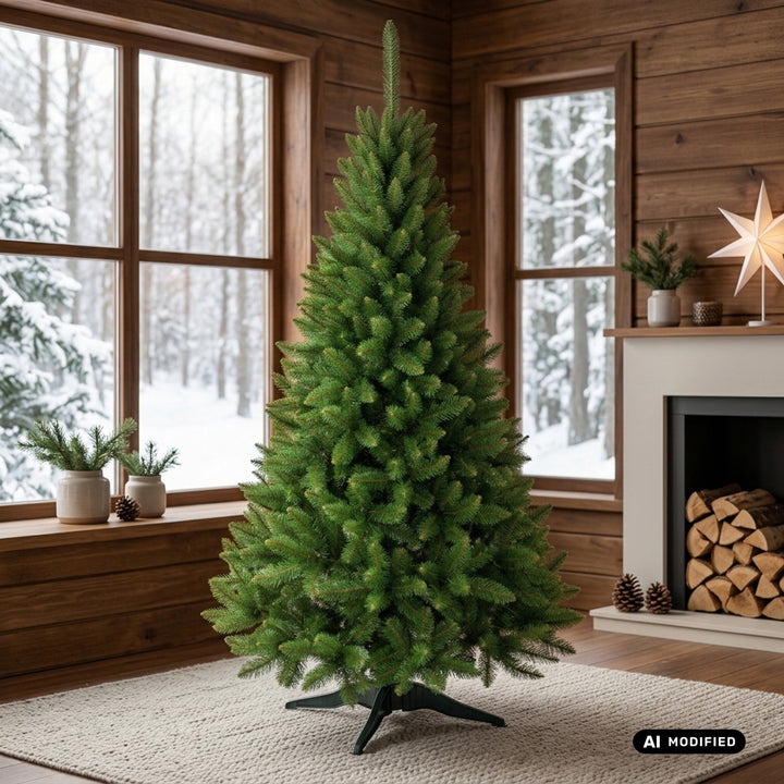 Fichten-Weihnachtsbaum auf einem Premium-Ständer, 220 cm, dicht und naturgetreu, Damich
