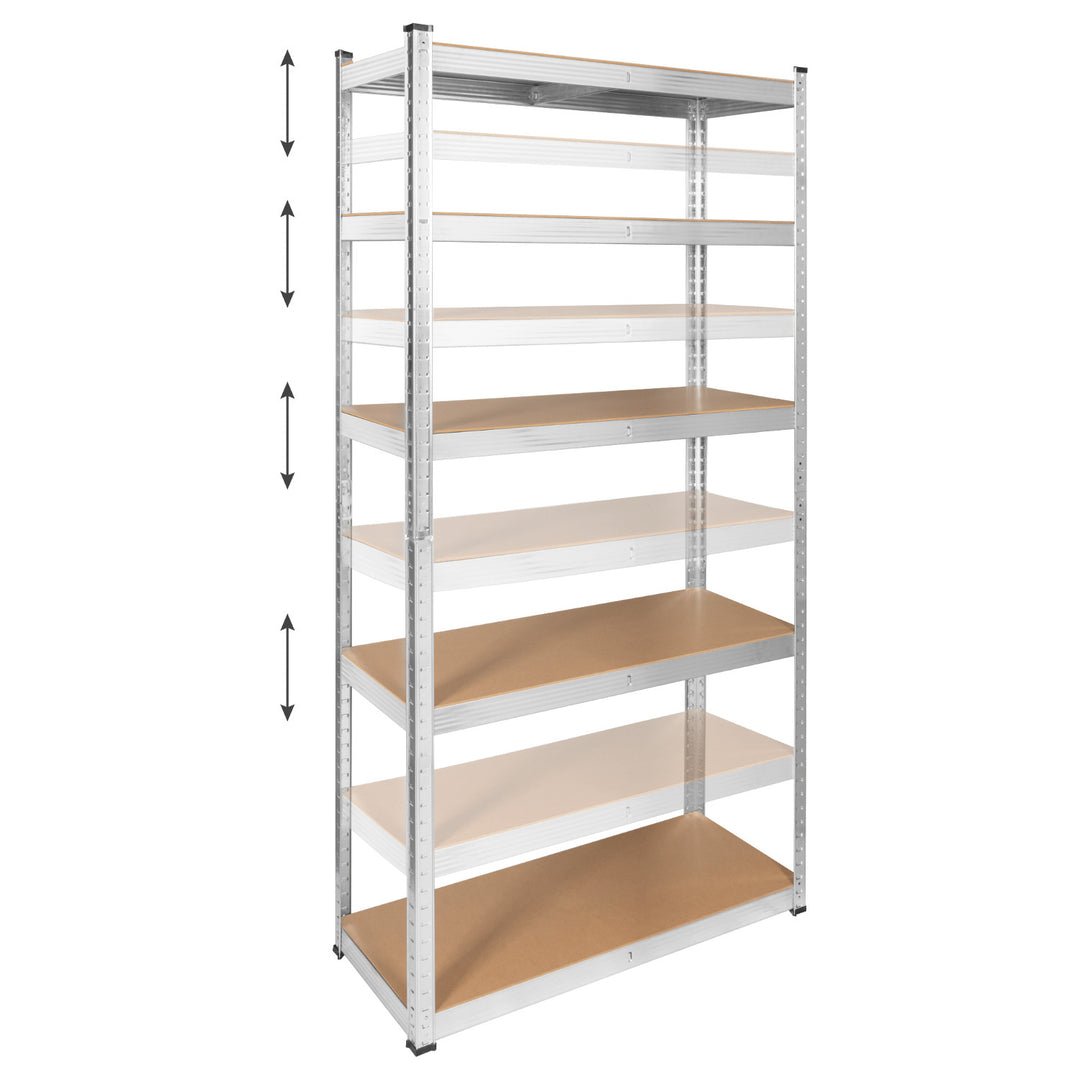 Metall-Lagergestell, 5 Fachböden, maximale Tragkraft bis zu 750 kg, 180 x 90 x 40, silber, Rebel, 2 Stück