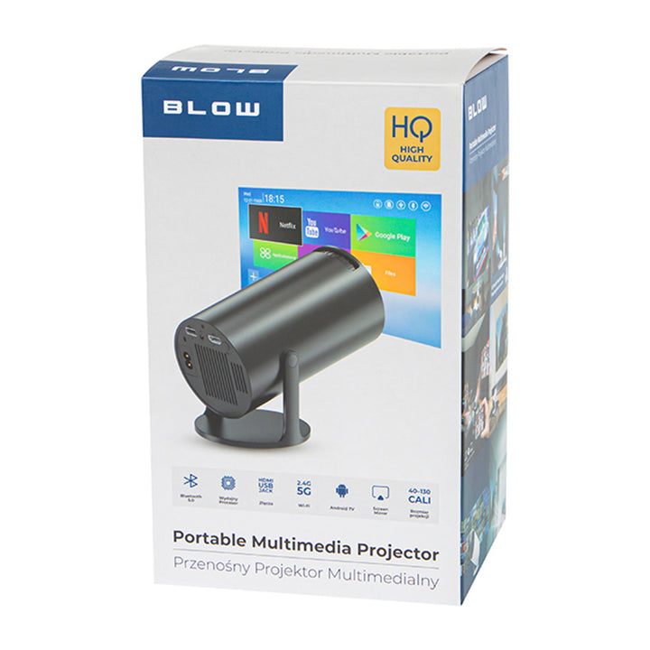 Tragbarer Projektor „Blow“, Android TV, integrierter 3-W-Lautsprecher, Auflösung 720p und 4K-Dekodierung, klares und lebendiges Bild, 79-705#