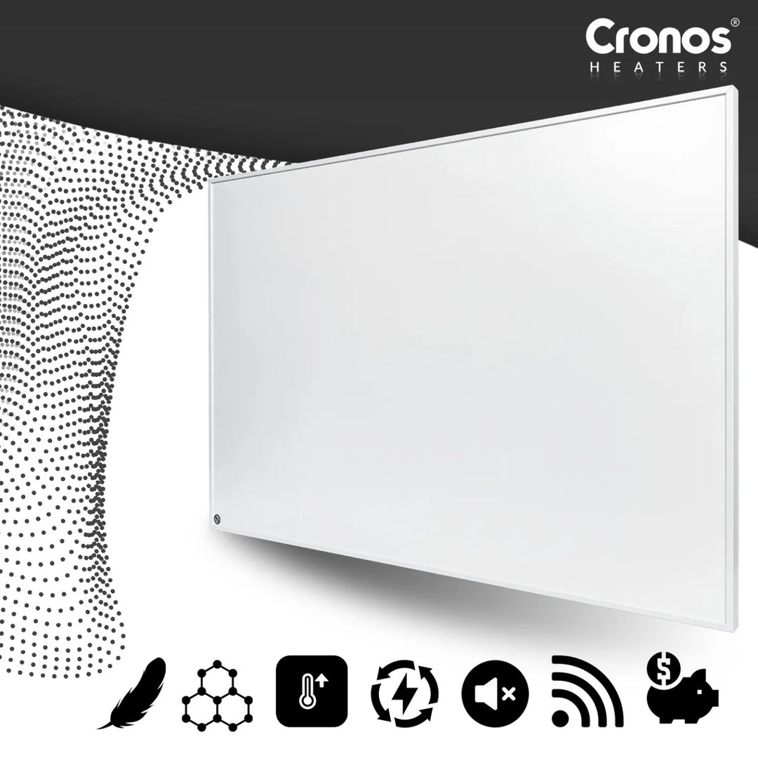 Cronos Graphene Infrarot-Heizpaneel, Leistung 300 W, Farbe: Weiß, heizt Räume bis zu 8 m², Fernbedienung, PRO CGP-300TWP