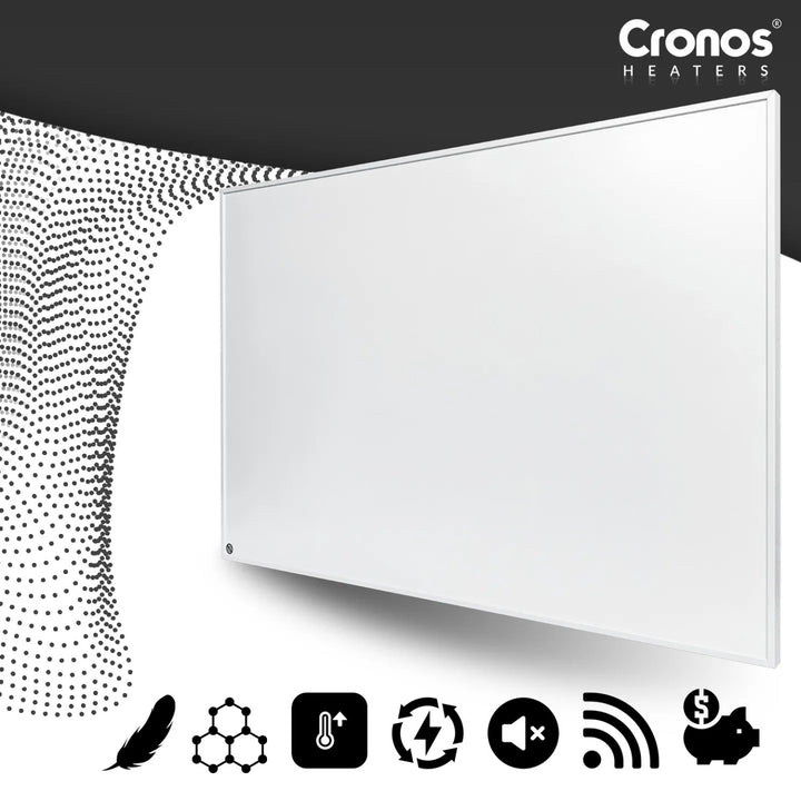 Cronos Graphene Infrarot-Heizpaneel, Leistung 300 W, Farbe: Weiß, heizt Räume bis zu 8 m², Fernbedienung, PRO CGP-300TWP