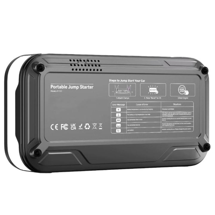 LTC-Starthilfe, 12.000 mAh, mit Kompressor, Taschenlampe und Powerbank, LCD-Display, Leistung 65 W, Kabel und Tragetasche im Lieferumfang enthalten, LXJS120