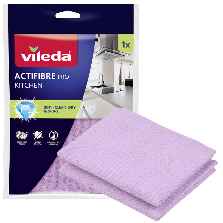 Vileda Actifibre Pro Küchentuch, 1 Stück, aus Mikrofaser, mit PVA-Beschichtung, waschbar bis 60 °C, 183303