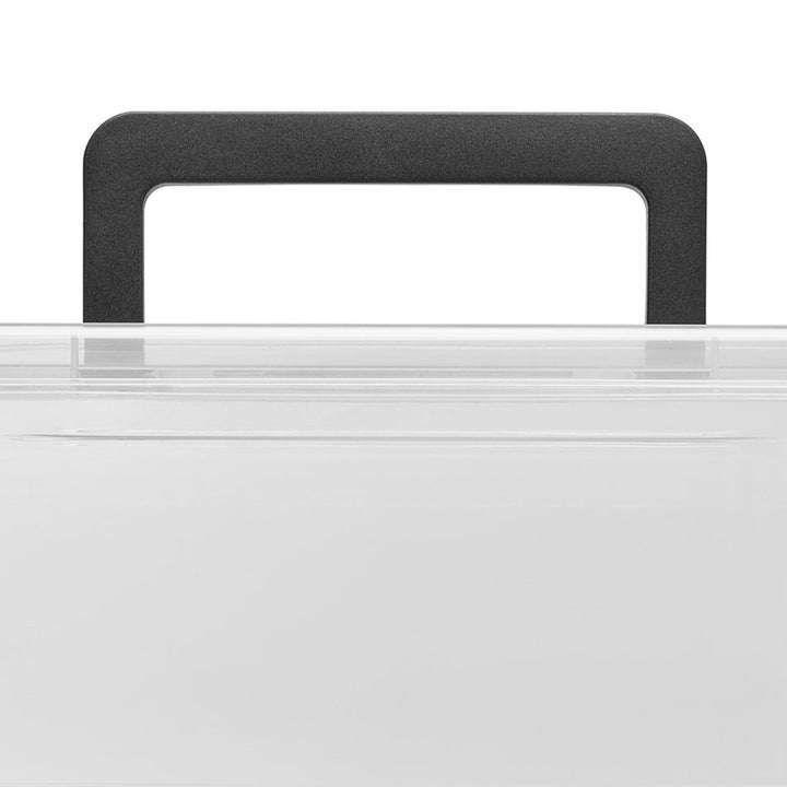 Moxom SimpleStore-Behälter, Fassungsvermögen 40 l, transparent, Deckel mit Clipverschluss, mit Rollen, BPA-frei, 04-0076