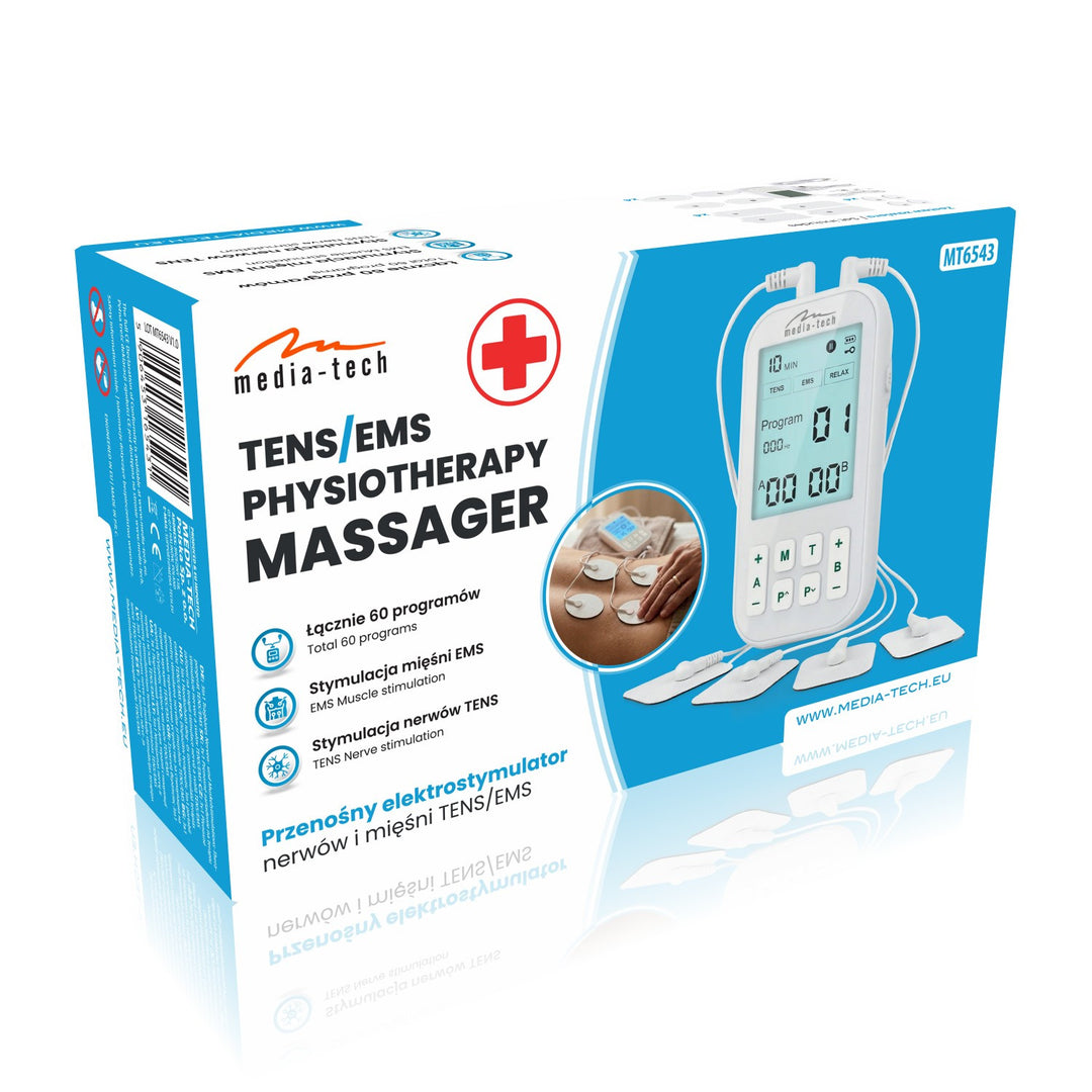 Massagegerät und Elektrostimulator, TENS/EMS, 3-in-1-Stimulation, Mediatech, MT6543