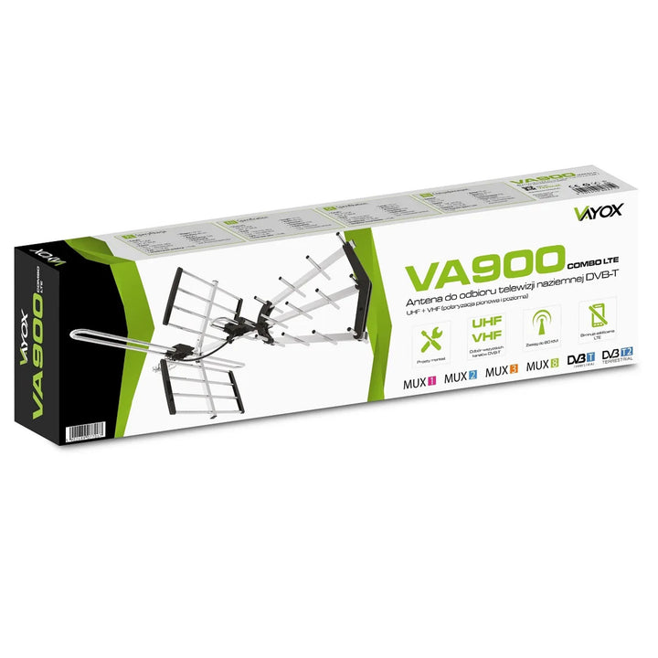 DVB-T/T2-Richtantenne VA900 COMBO mit LTE-Filter, aus Aluminium, Vayox