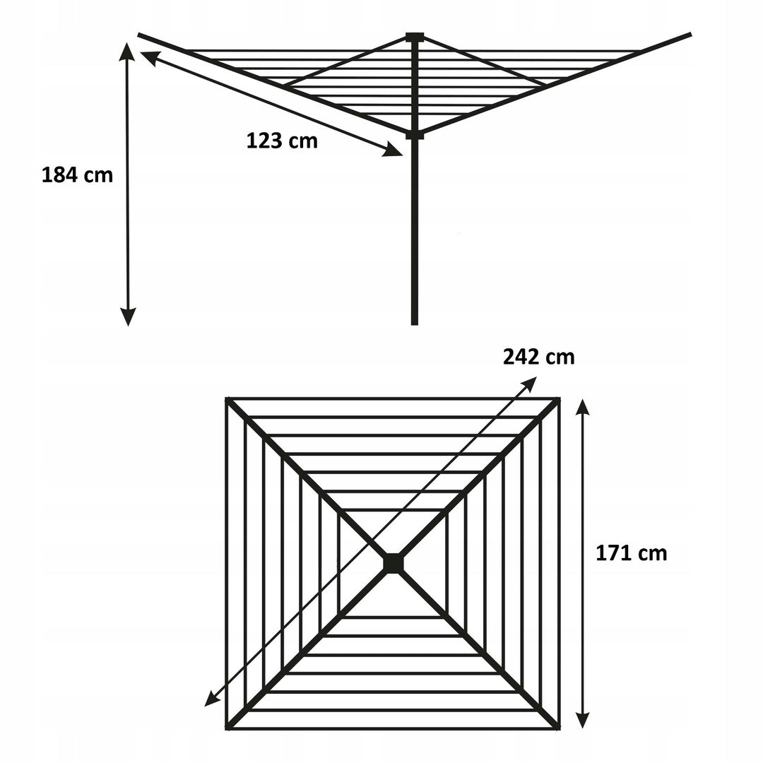 Garten-Wäscheständer, drehbar, 50 m, 4 Arme, Sepio