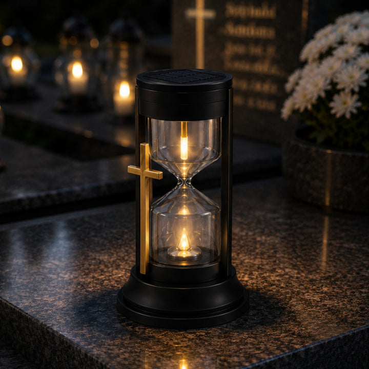Solar-Grabkerze, „Sanduhr der Ewigkeit“, LED 0,08 W, Betriebsdauer 20.000 h, maximale Helligkeit 3 lm, 77199, Znicz-lux