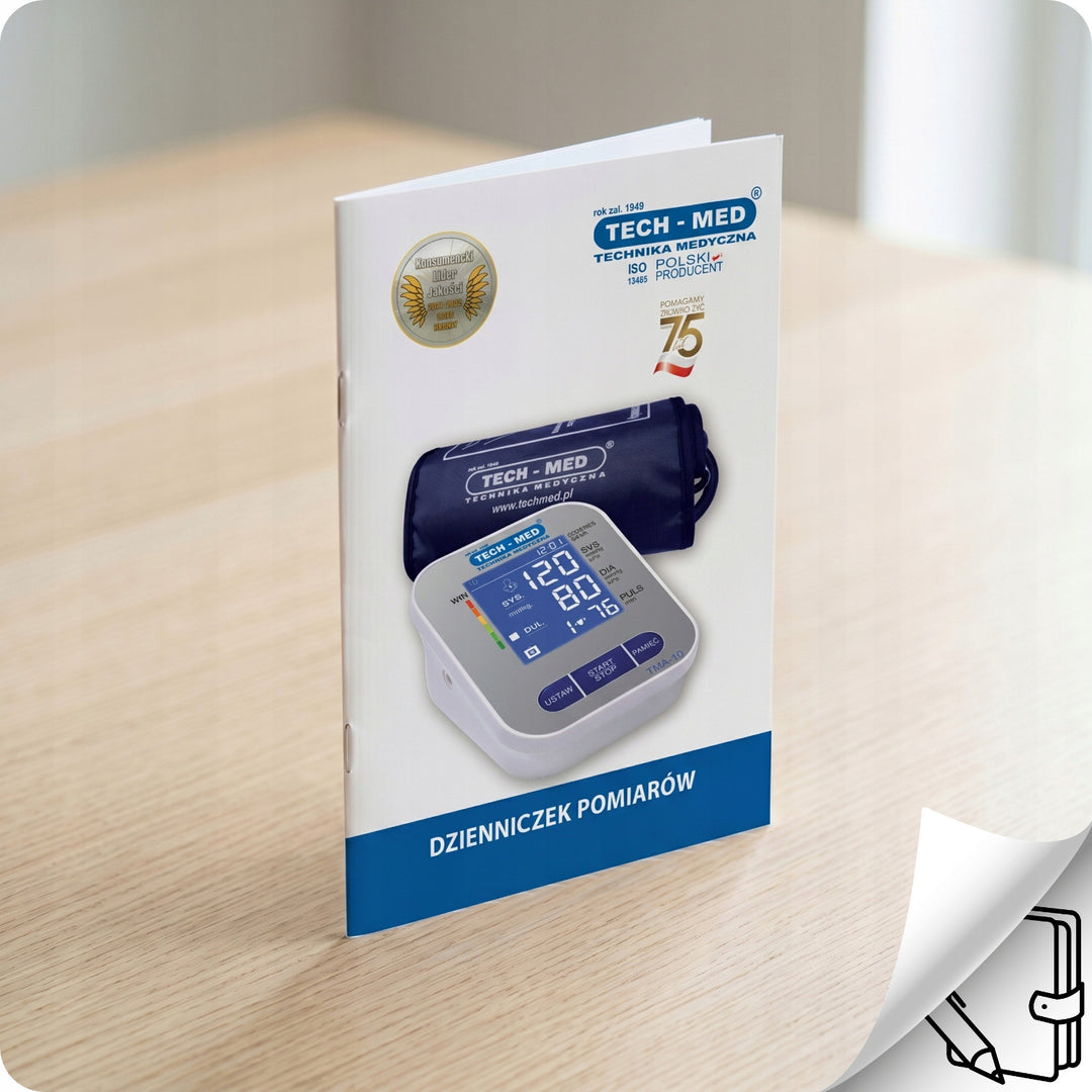 Elektronisches Blutdruckmessgerät, beleuchtetes Display, Manschette 22–32 cm, Arrhythmieanzeige, TMA-10, Tech-Med