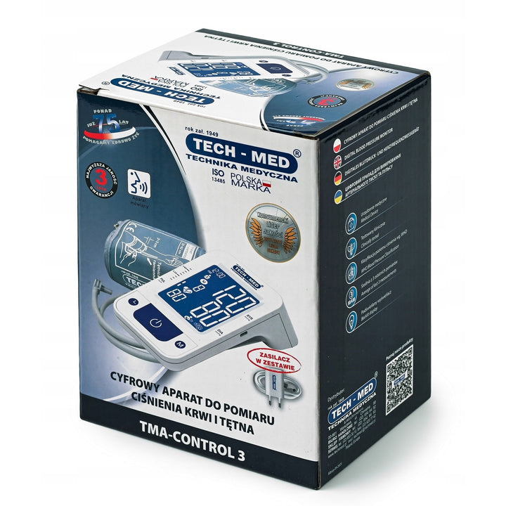Elektronisches Blutdruckmessgerät, Sprachausgabe, Manschette 22–42 cm, IHB-Anzeige, TMA-CONTROL3, Techmed