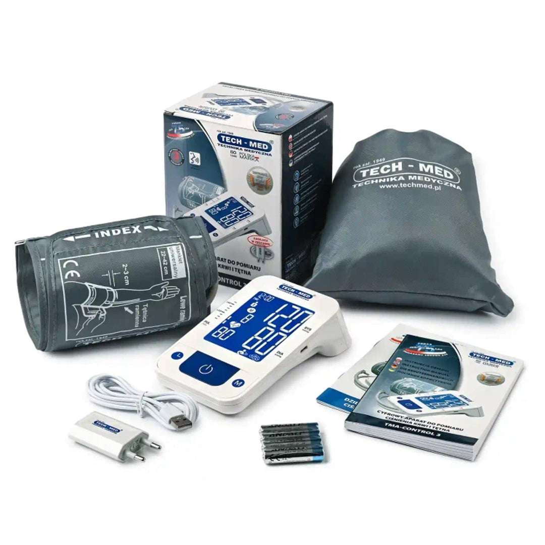 Elektronisches Blutdruckmessgerät, Sprachausgabe, Manschette 22–42 cm, IHB-Anzeige, TMA-CONTROL3, Techmed