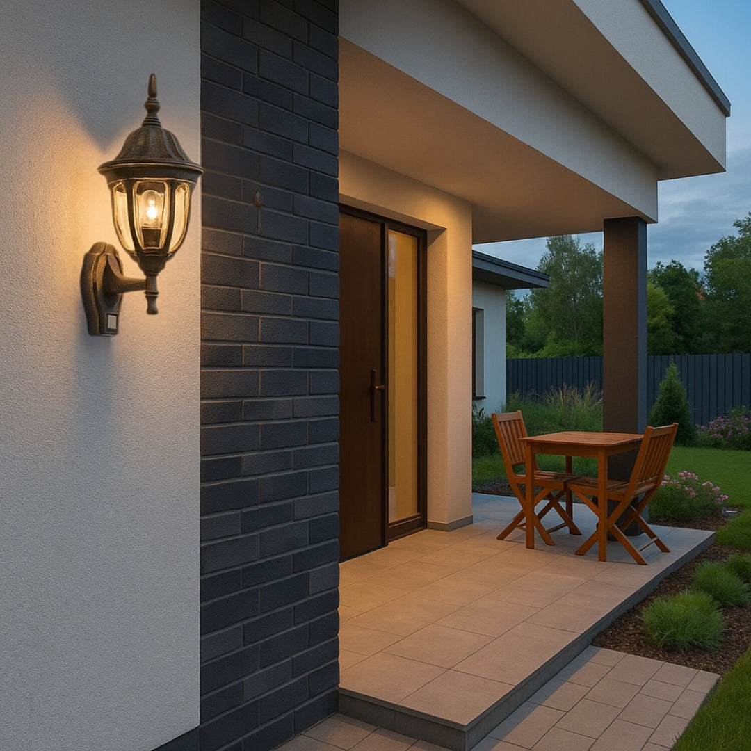 Rabalux-Wandleuchte, für den Außenbereich, mit Bewegungsmelder, IP43, E27, max. 60 W, Antikgold, Milano, 2 Stück