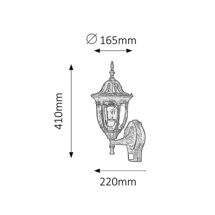 Rabalux-Wandleuchte, für den Außenbereich, mit Bewegungsmelder, IP43, E27, max. 60 W, Antikgold, Milano, 2 Stück
