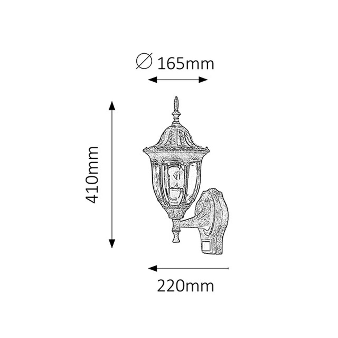 Rabalux-Wandleuchte, für den Außenbereich, mit Bewegungsmelder, IP43, E27, max. 60 W, Antikgold, Milano, 4 Stück