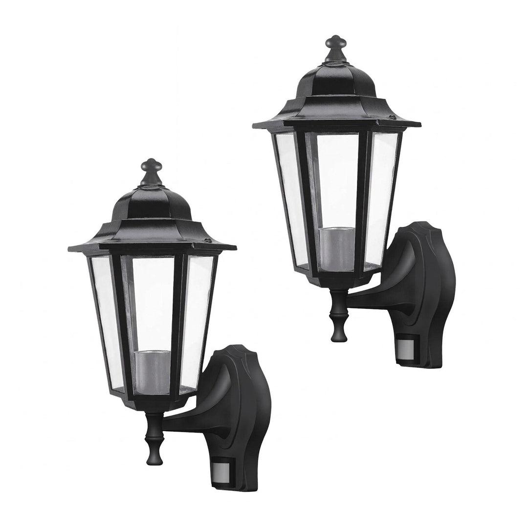 Rabalux-Wandleuchte, für den Außenbereich, mit Bewegungsmelder, IP43, E27, max. 60 W, schwarz, Velence, 2 Stück