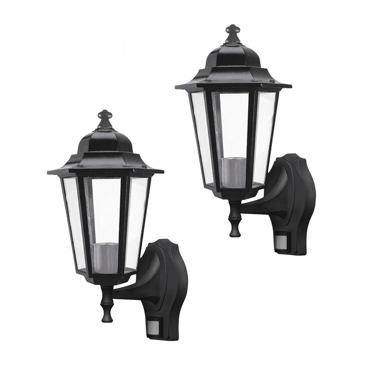 Rabalux-Wandleuchte, für den Außenbereich, mit Bewegungsmelder, IP43, E27, max. 60 W, schwarz, Velence, 2 Stück