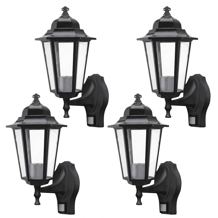 Rabalux-Wandleuchte, für den Außenbereich, mit Bewegungsmelder, IP43, E27, max. 60 W, schwarz, Velence, 4 Stück
