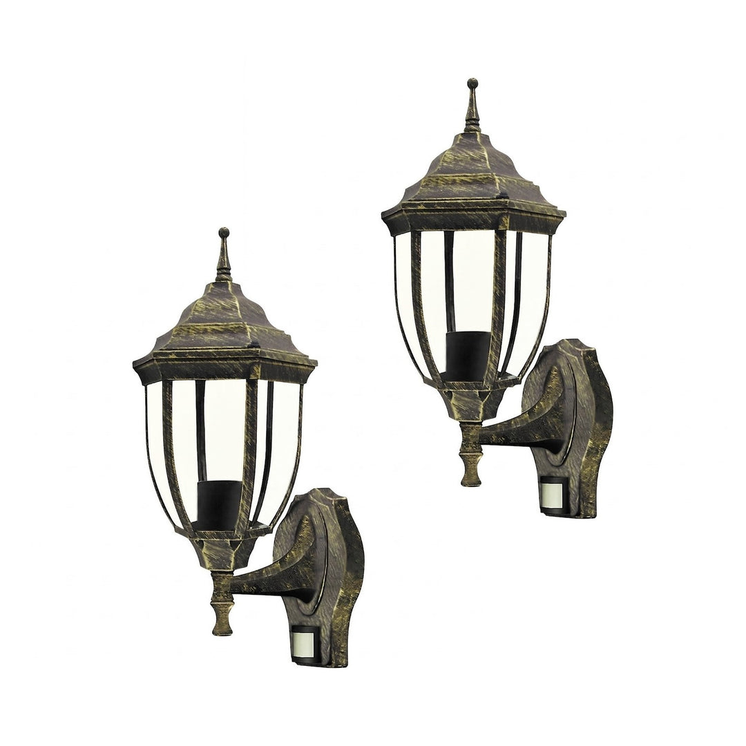 Rabalux-Wandleuchte, für den Außenbereich, mit Bewegungsmelder, IP43, E27, max. 60 W, Antikgold, Nizza, 2 Stück