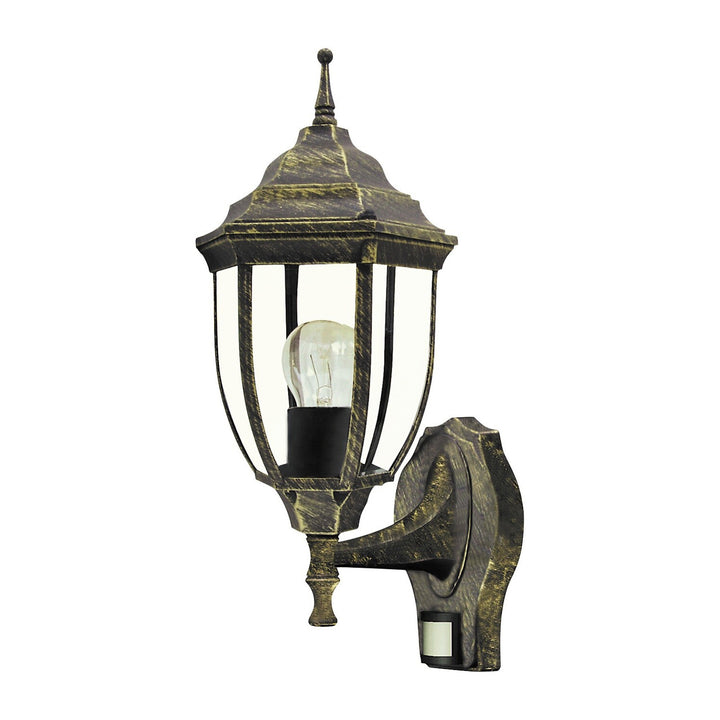 Rabalux-Wandleuchte, für den Außenbereich, mit Bewegungsmelder, IP43, E27, max. 60 W, Antikgold, Nizza, 4 Stück
