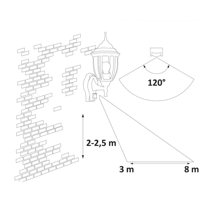Rabalux-Wandleuchte, für den Außenbereich, mit Bewegungsmelder, IP43, E27, max. 60 W, Antikgold, Nizza, 4 Stück