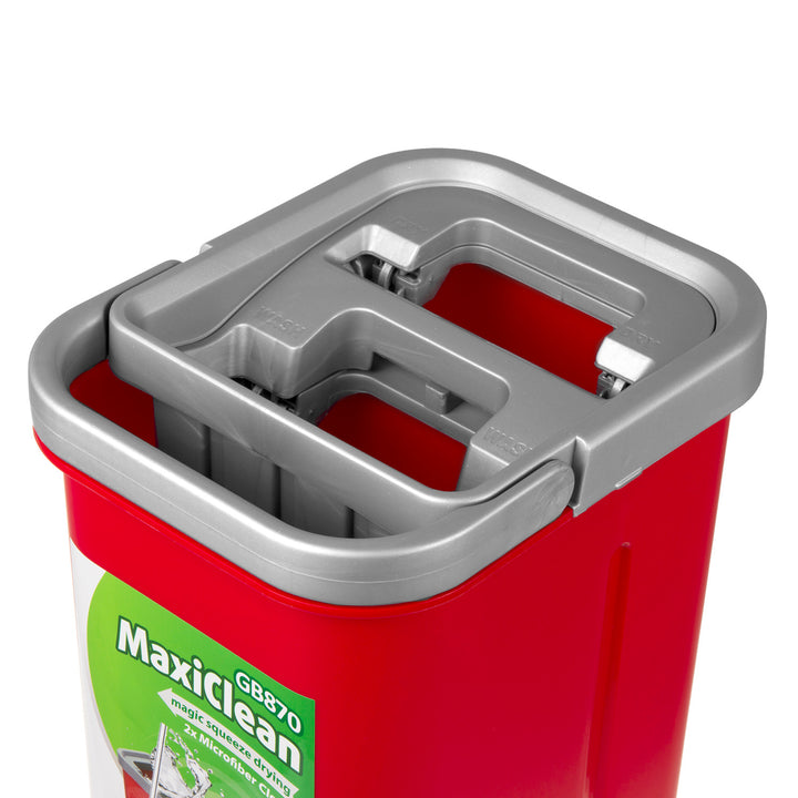 GreenBlue-Flachmopp mit Eimer und Auswringvorrichtung, zwei HQ-Mikrofaser-Einlagen, Fassungsvermögen 5,7 l, MaxiClean GB870 + 4 Vileda Pur Active Colors-Scheuerschwämme