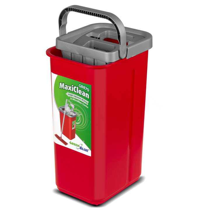 GreenBlue-Flachmopp mit Eimer und Auswringvorrichtung, zwei HQ-Mikrofaser-Einlagen, Fassungsvermögen 5,7 l, MaxiClean GB870 + Vileda Actifibre Soft-Tuch