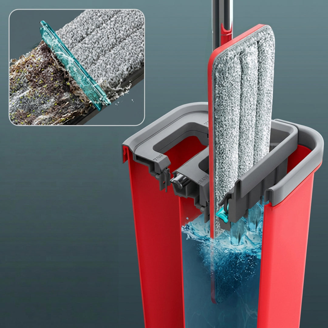 GreenBlue-Flachmopp mit Eimer und Auswringvorrichtung, zwei HQ-Mikrofaser-Einlagen, Fassungsvermögen 5,7 l, MaxiClean GB870 + Vileda Actifibre Soft-Tuch