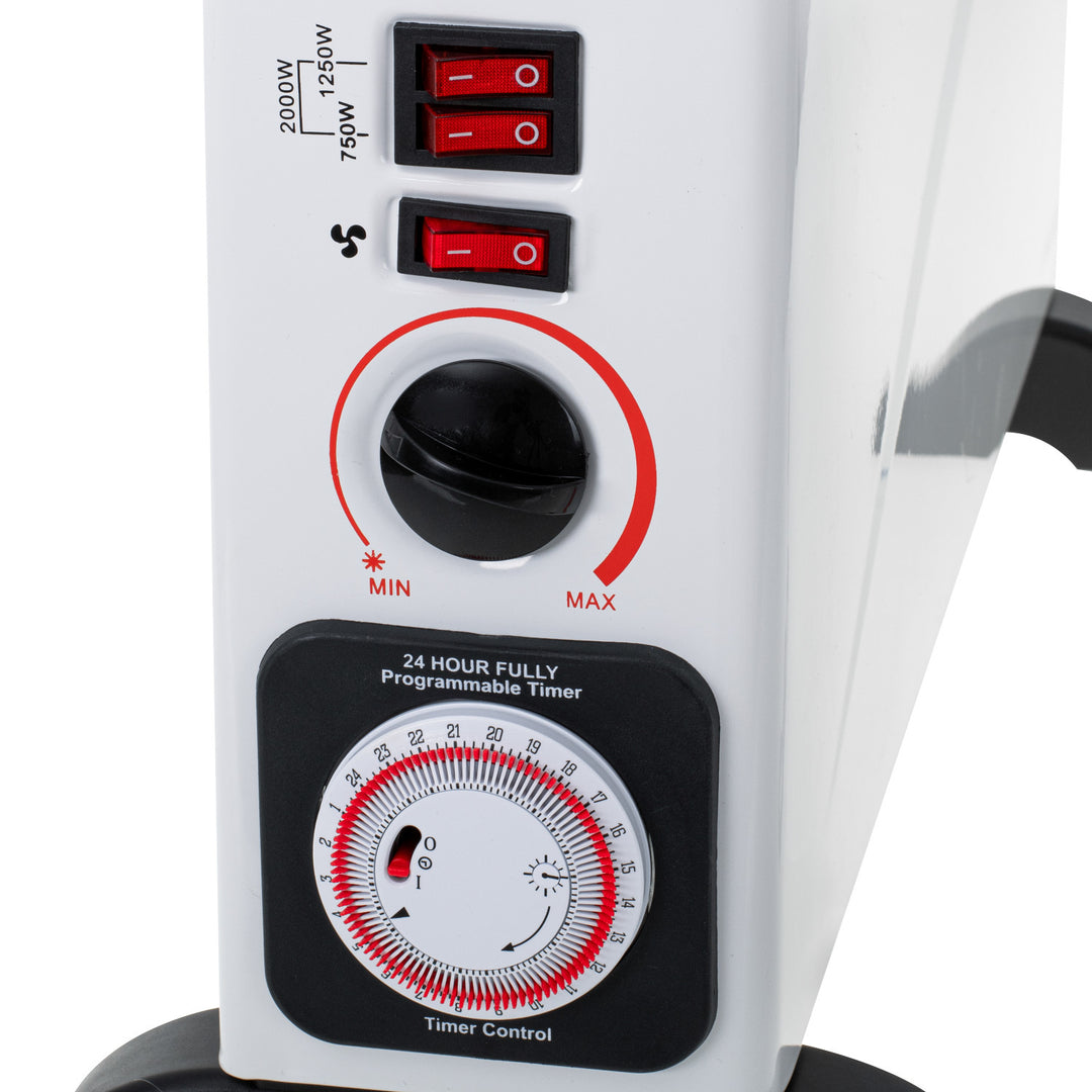 Konvektorheizung, elektrisch, mit Thermostat, 2000 W, 24-Stunden-Timer, weiß, Kabel 150 cm, Mesko, MS 7741W