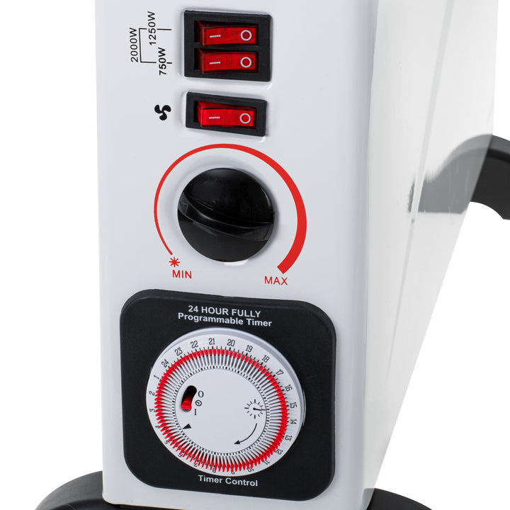Konvektorheizung, elektrisch, mit Thermostat, 2000 W, 24-Stunden-Timer, weiß, Kabel 150 cm, Mesko, MS 7741W
