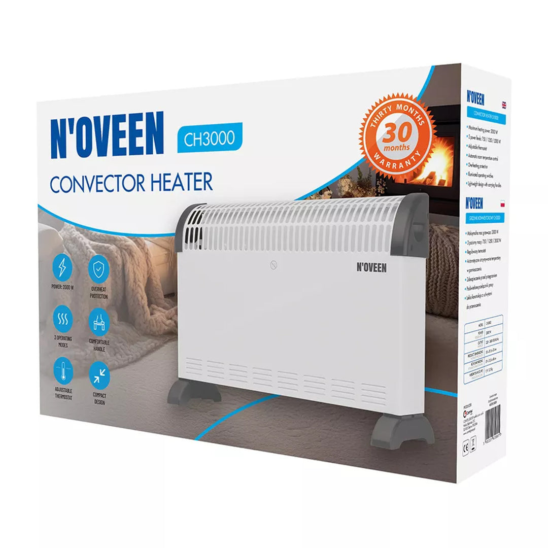 Konvektorheizung, elektrisch, 2000 W, Thermostat, weiß, Noveen